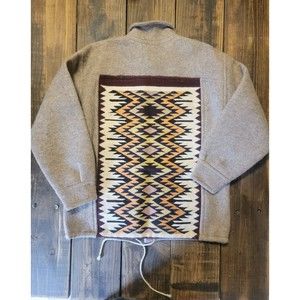 Vintage SHIQUIRY Wool AZTEC Kilim Coat Mens/Unisex Large Southwestern Western